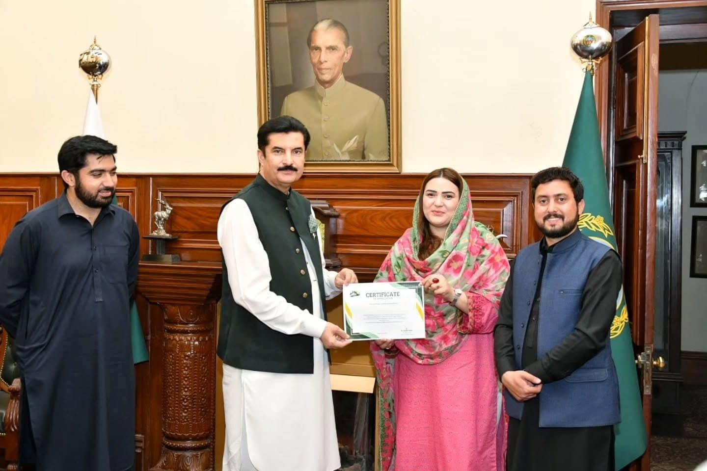 Certificate of Appreciation — Governor House Peshawar